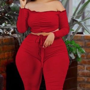 Red Casual Set Plus Size
